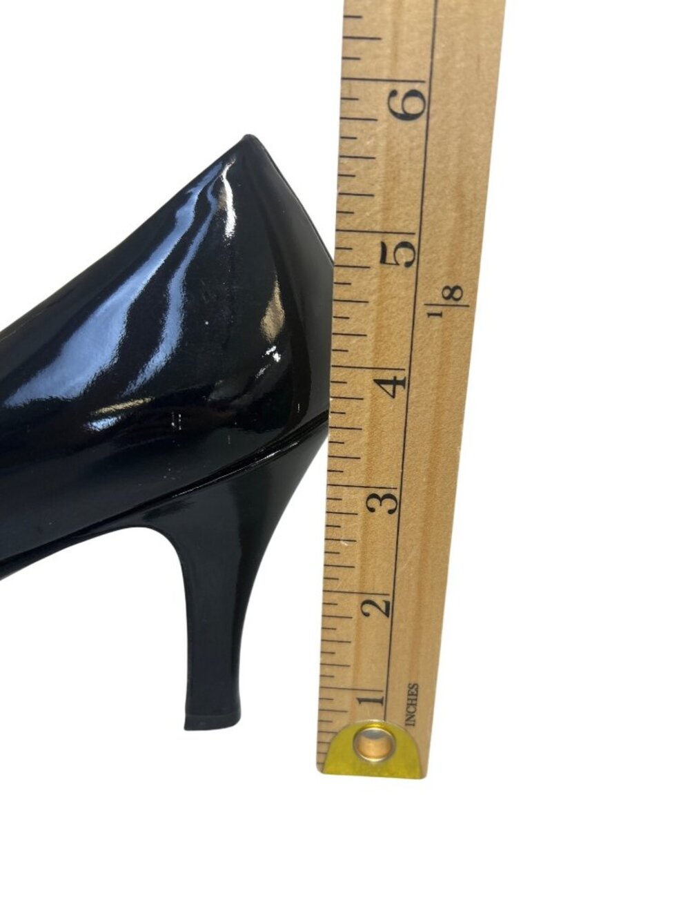 Bally Black Patent Leather Pumps Pointed Toe Sz 7E  Wide Switzerland Office Heel - Picture 7 of 13